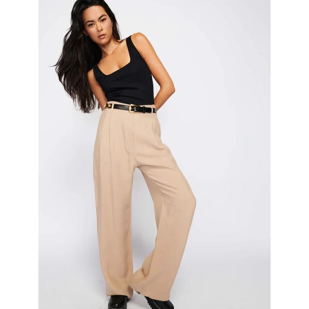 Nation LTD Del Full Leg Trouser New with Tags Size Medium Linen High Rise Wide